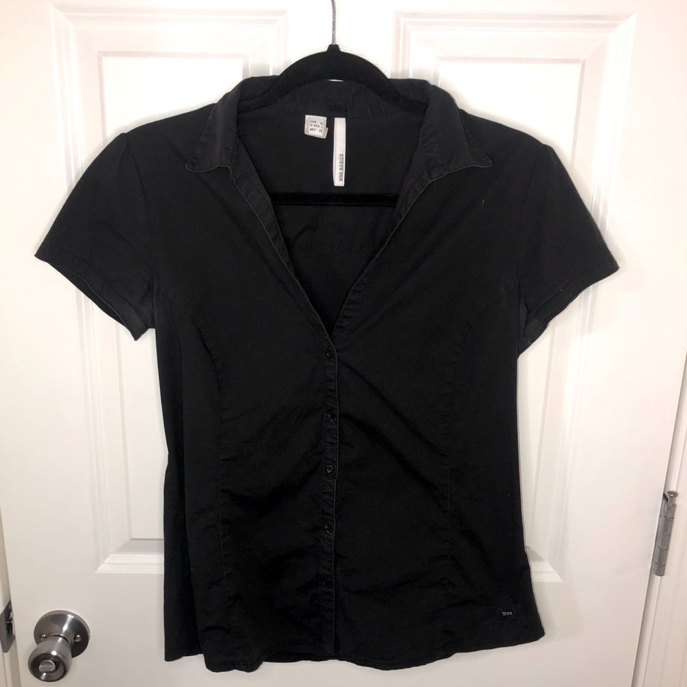 MNG black short sleeve dress shirt - Picture 1 of 12